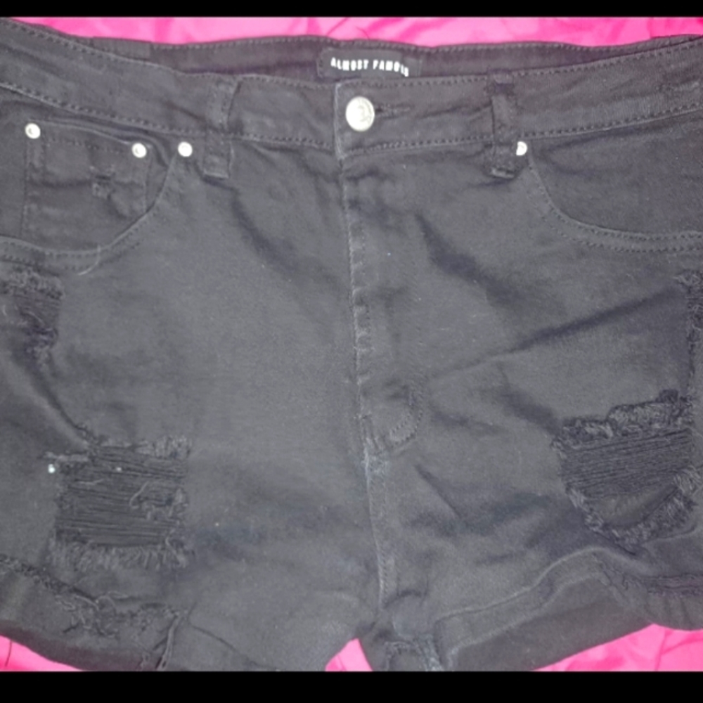 Black Jeans Ripped Shorts Womens Juniors